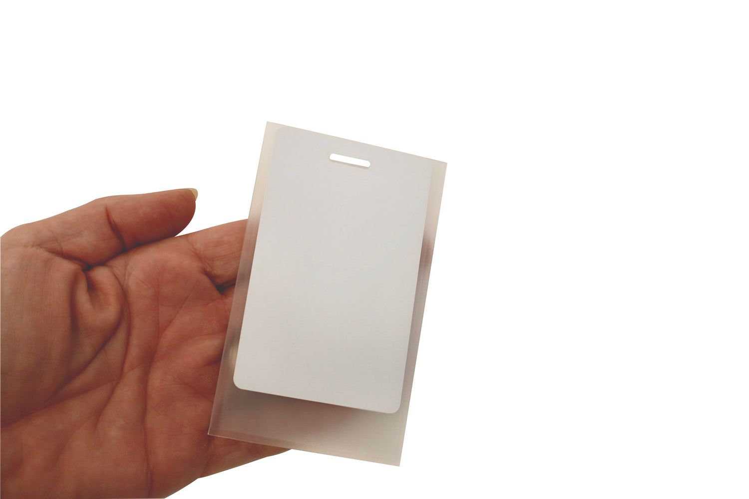 ID-CARD TRANSPARENT HOLDER/COVER/SKIN. CHEMICAL RESISTANT. MADE OF POLYURETHANE