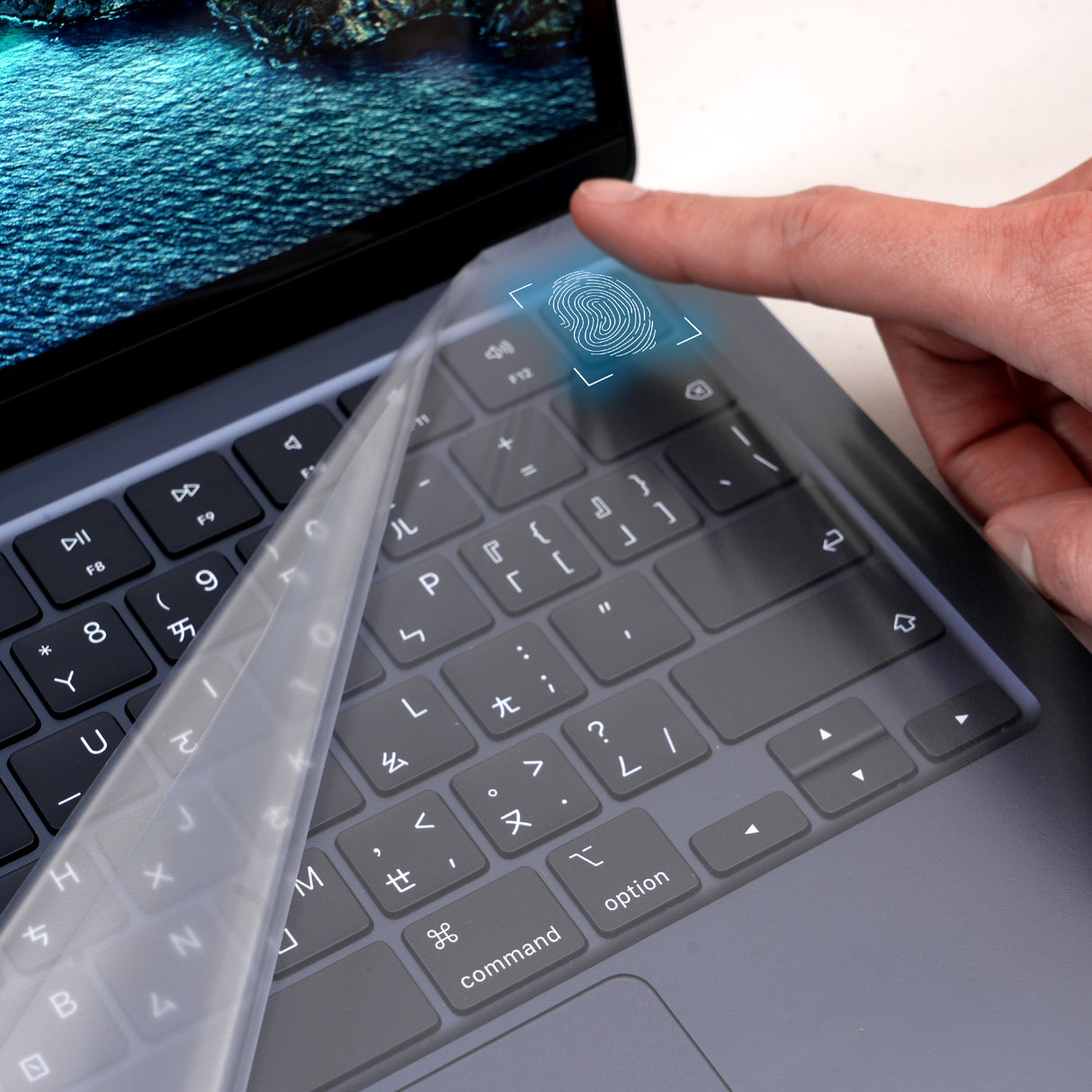 Universal Laptop Keyboard and Touchpad Cover MacBook Air M2, M3, M4 - with touch ID support
