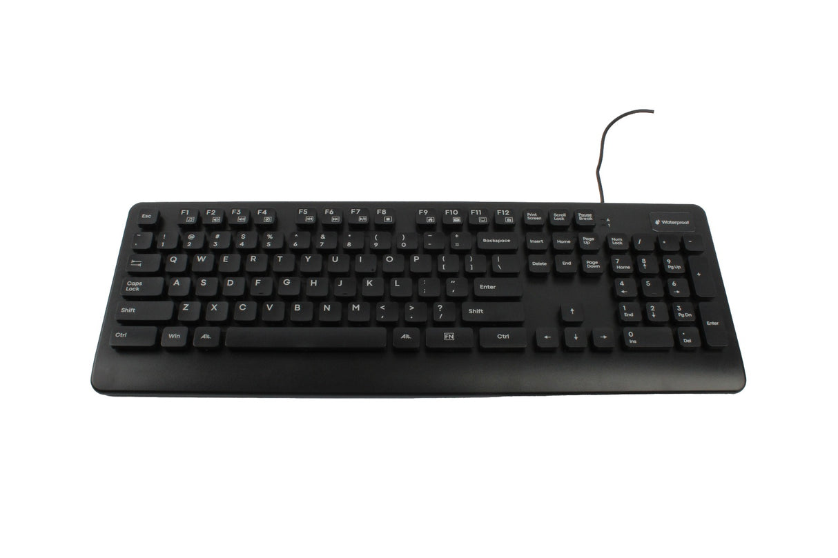 Waterproof Wired Full-Size Keyboard, Black, US