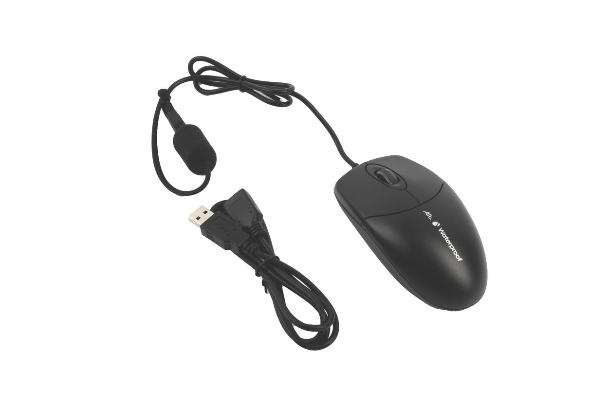 Waterproof Wired Mouse, Black, Right
